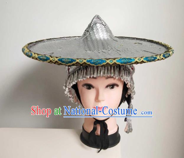 China Tai Nationality Woman Headdress Yunnan Ethnic Peacock Dance Hair Accessories Dai Minority Performance Hat