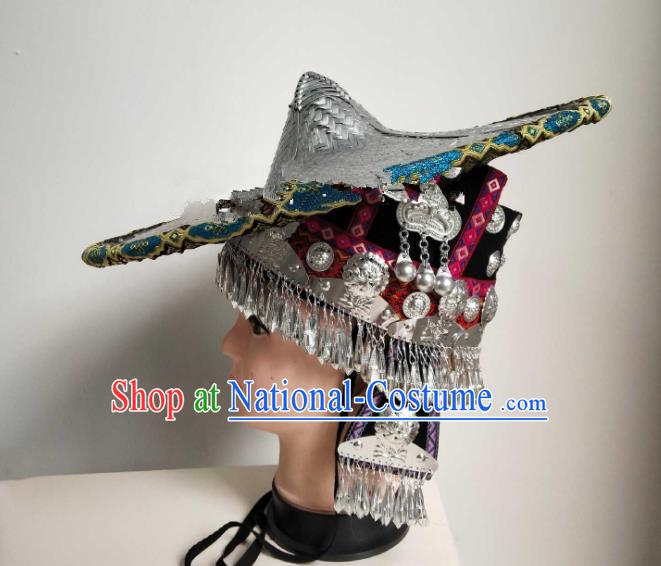 China Tai Nationality Woman Headdress Yunnan Ethnic Peacock Dance Hair Accessories Dai Minority Performance Hat