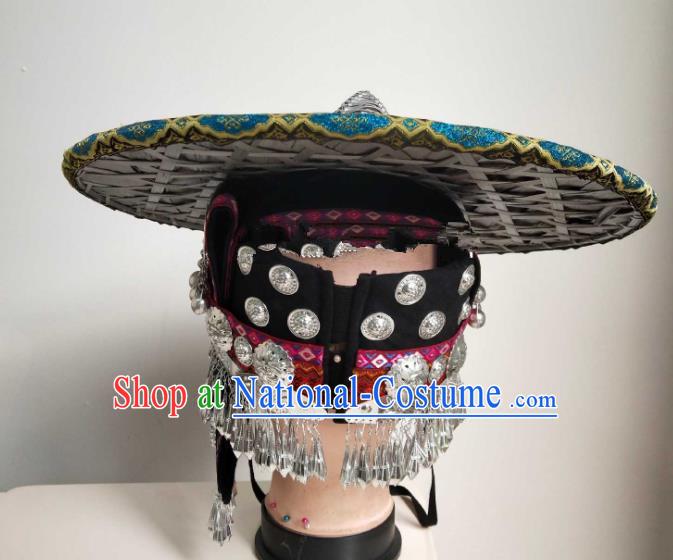 China Tai Nationality Woman Headdress Yunnan Ethnic Peacock Dance Hair Accessories Dai Minority Performance Hat