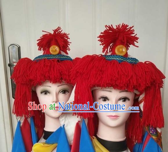 China Yi Nationality Woman Headdress Ethnic Performance Hair Accessories Minority Folk Dance Hat