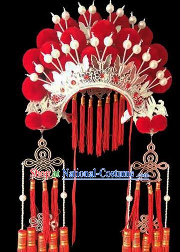 Chinese Peking Opera Hair Accessories Beijing Opera Hua Tan Hat Traditional Opera Performance Helmet