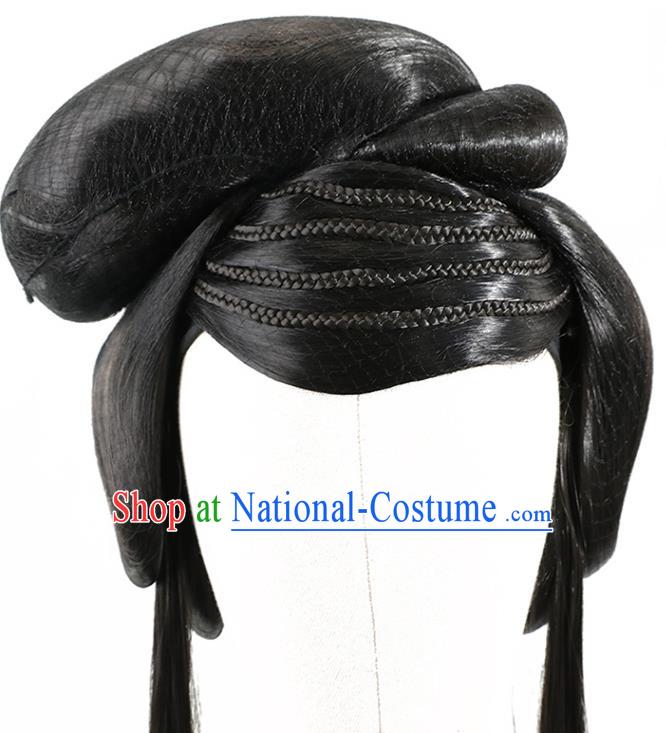 China Ancient Goddess Wigs Jin Dynasty Palace Princess Chignon Hairpieces Traditional Hair Accessories