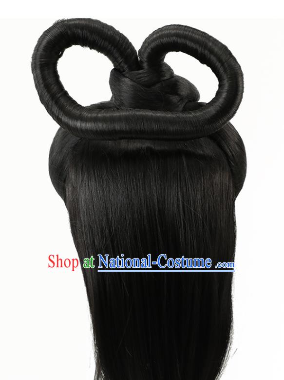 China Jin Dynasty Court Beauty Chignon Hairpieces Traditional Hair Accessories Ancient Fairy Princess Wigs