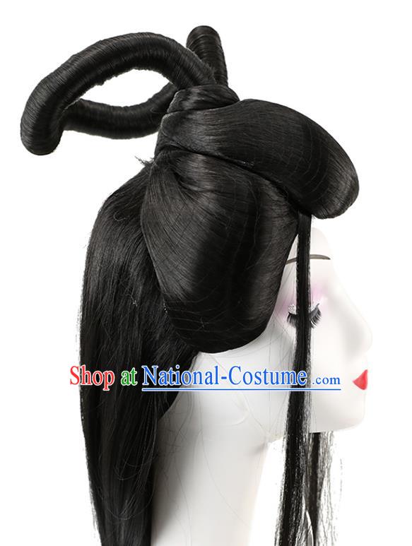 China Jin Dynasty Court Beauty Chignon Hairpieces Traditional Hair Accessories Ancient Fairy Princess Wigs