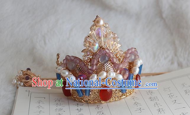 China Tang Dynasty Empress Gems Phoenix Coronet Traditional Hanfu Wedding Hair Accessories Ancient Princess Golden Hair Crown