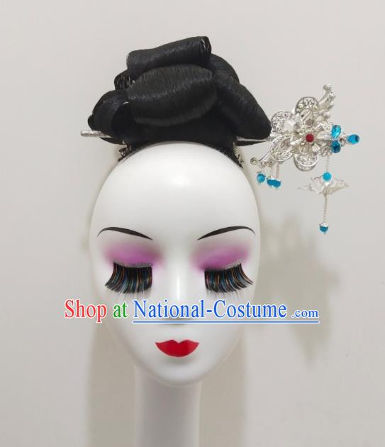 Chinese Traditional Stage Performance Hairpieces Classical Dance Wigs and Hairpin Woman Group Dance Hair Accessories