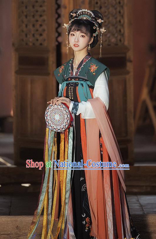 China Tang Dynasty Royal Princess Historical Clothing Ancient Palace Lady Dance Hanfu Dress Garments Complete Set