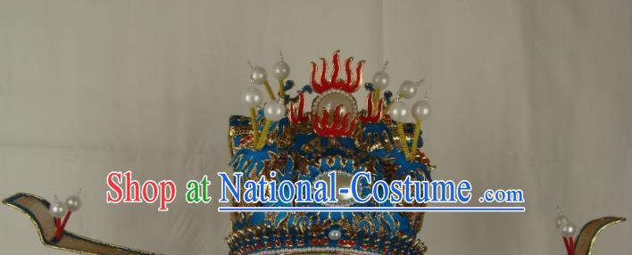 China Traditional Peking Opera Official Headwear Beijing Opera Laosheng Blue Hat Opera Performance Prime Minister Hair Accessories