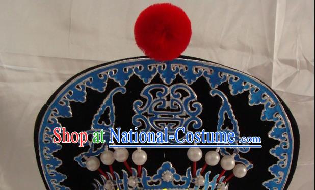 China Beijing Opera Warrior Black Hat Opera Performance Wusheng Hair Accessories Traditional Peking Opera Takefu Helmet Headwear