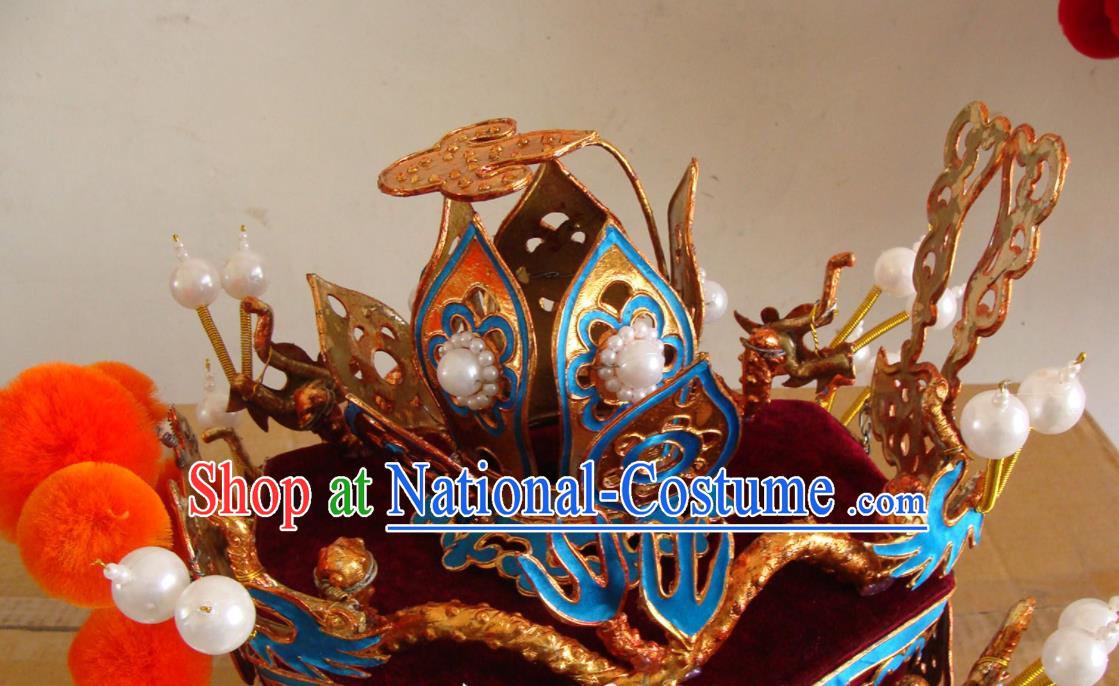 China Beijing Opera Wusheng Hat Opera Performance General Headwear Traditional Peking Opera Warrior Helmet