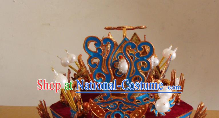 China Beijing Opera Wusheng Hat Opera Performance General Headwear Traditional Peking Opera Warrior Helmet