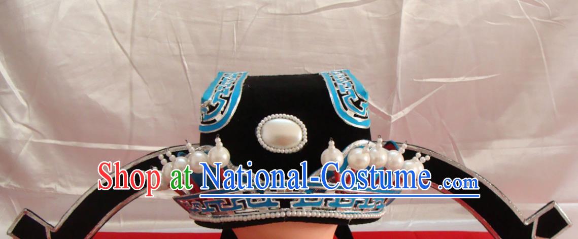 China Traditional Peking Opera Xiaosheng Headdress Beijing Opera Scholar Pearls Hat Opera Performance Official Headwear