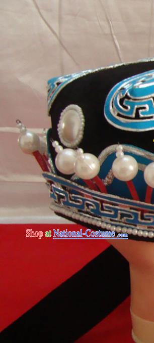 China Traditional Peking Opera Xiaosheng Headdress Beijing Opera Scholar Pearls Hat Opera Performance Official Headwear