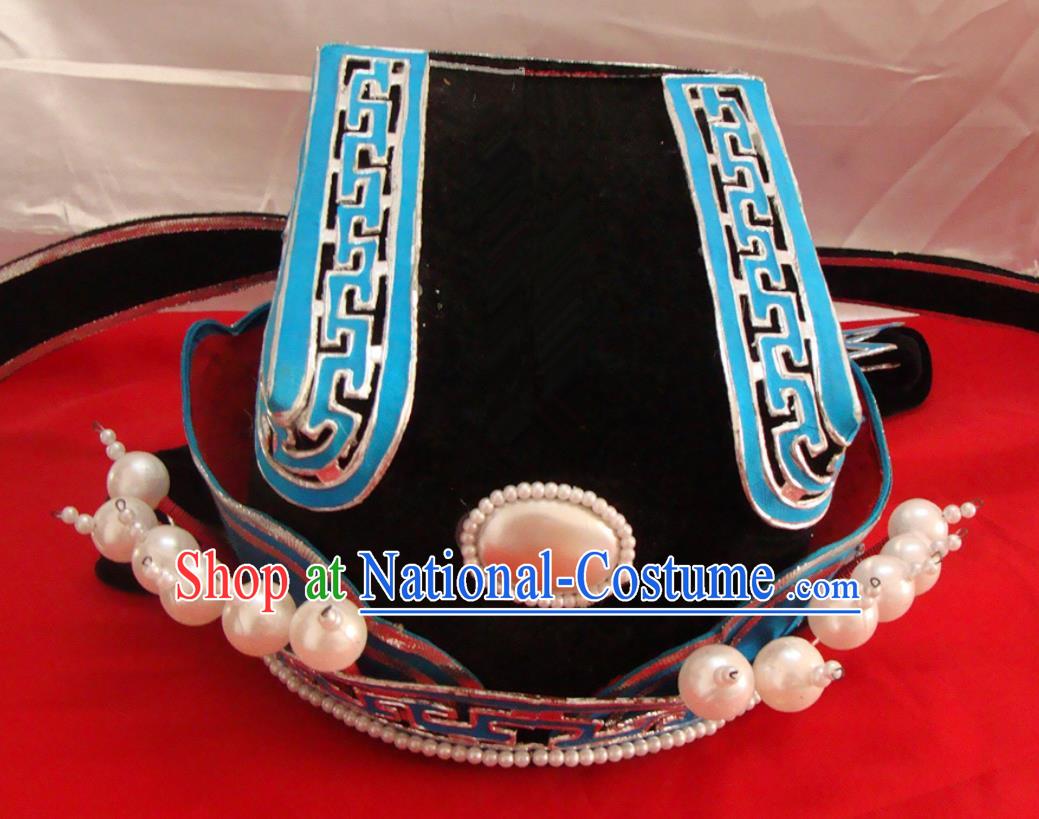 China Traditional Peking Opera Xiaosheng Headdress Beijing Opera Scholar Pearls Hat Opera Performance Official Headwear