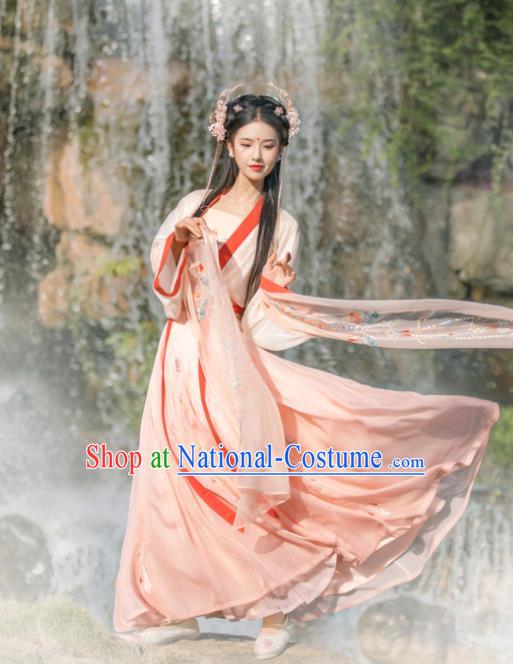 China Ancient Royal Princess Embroidered Hanfu Dress Garments Tang Dynasty Nobility Infanta Wedding Historical Clothing