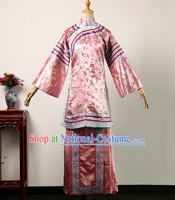 China Ancient Royal Ranee Pink Blouse and Skirt Qing Dynasty Garments Traditional Drama Treading On Thin Ice Noble Woman Clothing