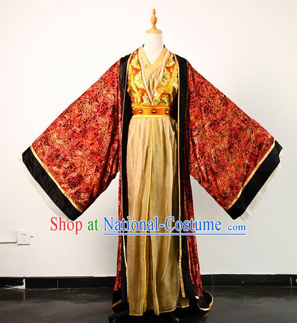 China Ancient Queen Wu Meiniang Hanfu Dress Tang Dynasty Court Woman Garments Traditional Drama Empress Clothing