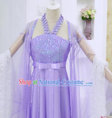 China Ancient Princess Purple Hanfu Dress Cosplay Ming Dynasty Noble Lady Garments Traditional Drama Tricky Rough Princess Situ Jing Clothing