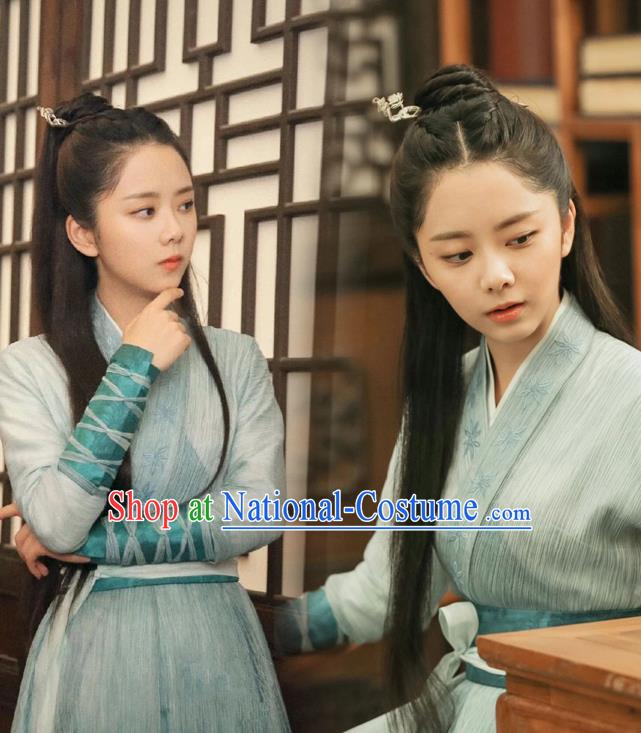 China Ancient Female Swordsman Blue Hanfu Dress Cosplay Woman Constable Garments Traditional Drama Under the Power Yuan Jinxia Clothing