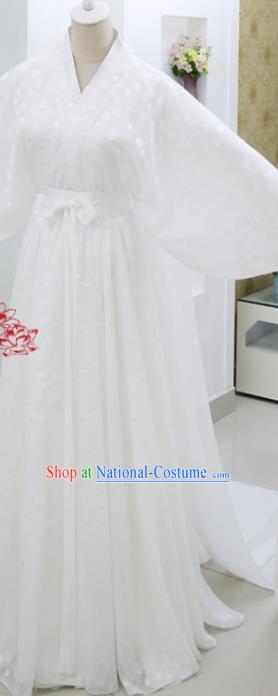 China Ancient Fairy Queen White Hanfu Dress Cosplay Fox Goddess Garments Traditional Drama Eternal Love Su Su Clothing