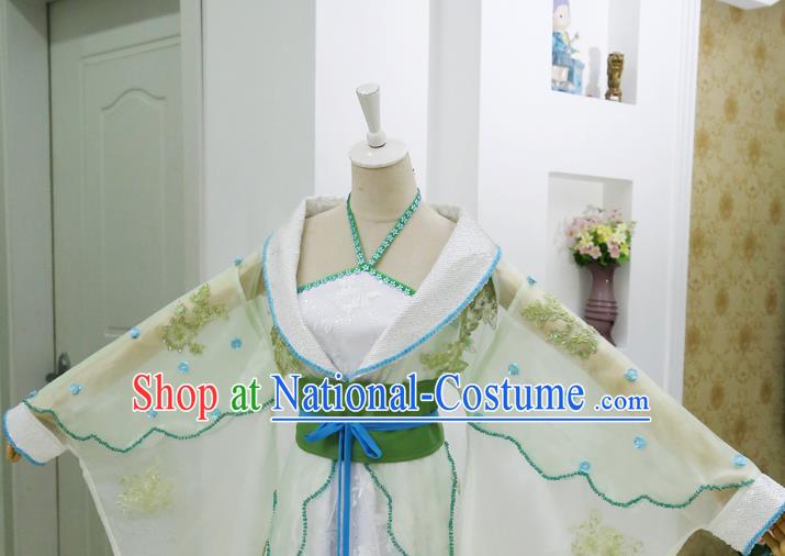 China Ancient Princess Green Hanfu Dress Cosplay Young Beauty Garments Traditional Drama Seven Fairy Qing Er Clothing