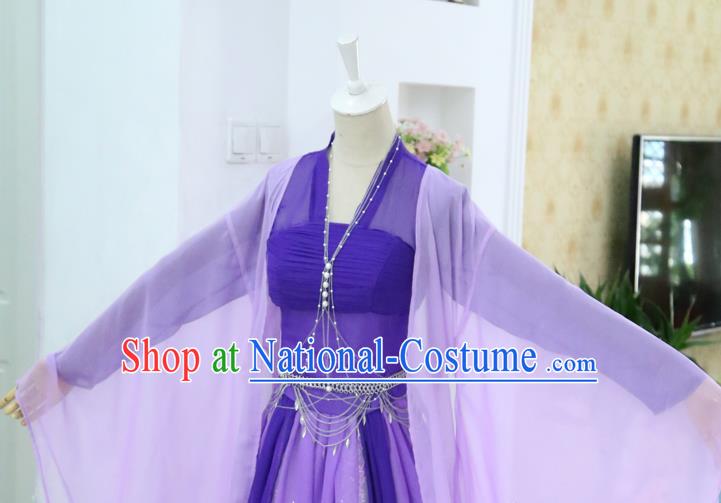 China Ancient Imperial Consort Purple Hanfu Dress Cosplay Fox Fairy Garments Traditional Drama Sansheng Sanshi Pillow Bai Fengjiu Dance Clothing