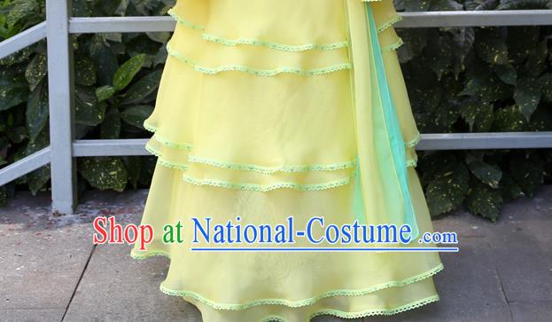 China Ancient Noble Princess Yellow Hanfu Dress Cosplay Ming Dynasty Young Lady Garments Traditional Drama Tricky Rough Princess Situ Jing Clothing