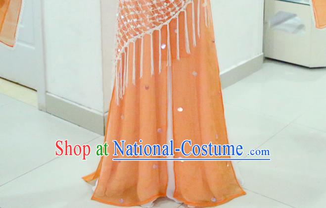 China Ancient Heavenly Princess Orange Hanfu Dress Cosplay Palace Beauty Garments Traditional Drama Seven Fairy Cheng Er Clothing