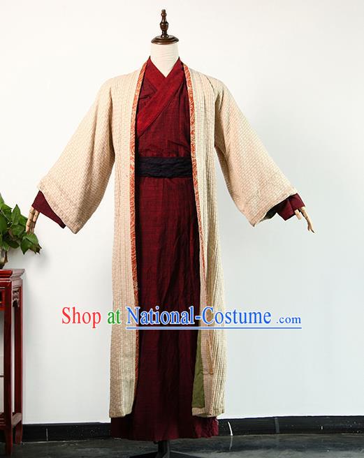 Chinese Qin Dynasty Civilian Male Apparels Ancient Swordsman Clothing Drama Cosplay Knight Garment Costume