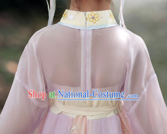 Chinese Children Classical Dance Clothing Traditional Lilac Hanfu Dress Ancient Tang Dynasty Girl Princess Garments