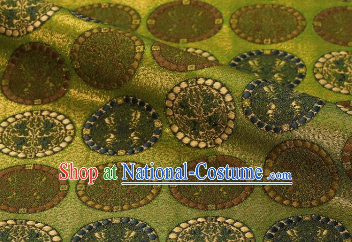 Japanese Classical Lion Pattern Damask Traditional Cloth Fabric Kimono Green Brocade Nishijin Tapestry Satin