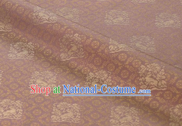 Japanese Kyoto Pink Brocade Fabric Nishijin Tapestry Classical Rabbit Pattern Damask Traditional Kimono Satin Cloth