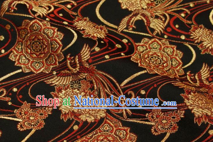 Japanese Traditional Red Phoenix Pattern Brocade Kimono Satin Cloth Nishijin Tapestry Fabric Classical Damask Drapery