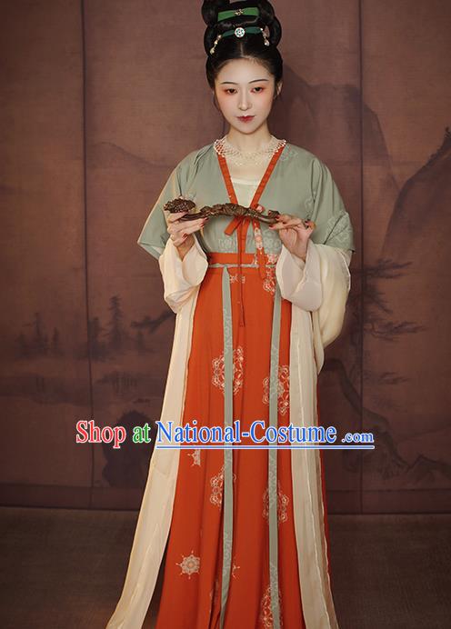 China Traditional Tang Dynasty Palace Lady Historical Clothing Ancient Court Beauty Hanfu Dress Garments for Women