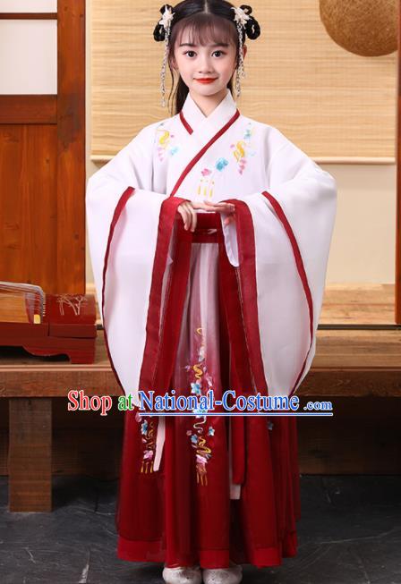 Chinese Classical Dance Clothing Traditional Children Performance Red Hanfu Dress Ancient Girl Princess Garments