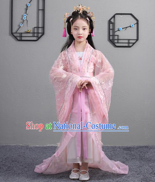 Chinese Classical Dance Performance Clothing Traditional Tang Dynasty Imperial Consort Pink Hanfu Dress Ancient Girl Princess Garments