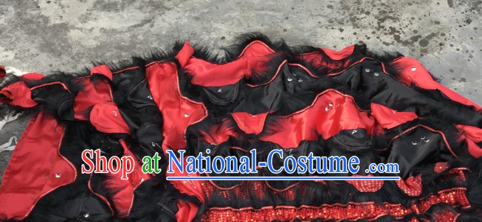 China Spring Festival Lion Dancing Competition Uniforms Handmade Green Lion Head Southern Lion Dance Performance Black Fur Costumes