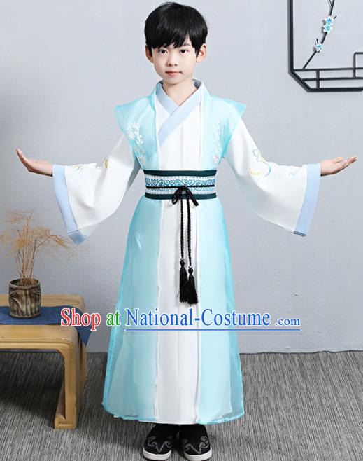 China Ancient Swordsman Garment Costume Traditional Young Childe Uniforms Ming Dynasty Boys Scholar Clothing