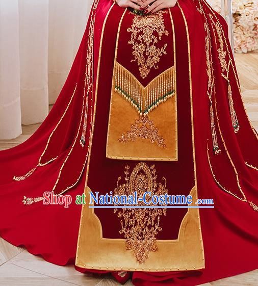 China Traditional Wedding Garment Costumes Classical Red Xiuhe Suits Embroidered Dress Bride Toast Clothing