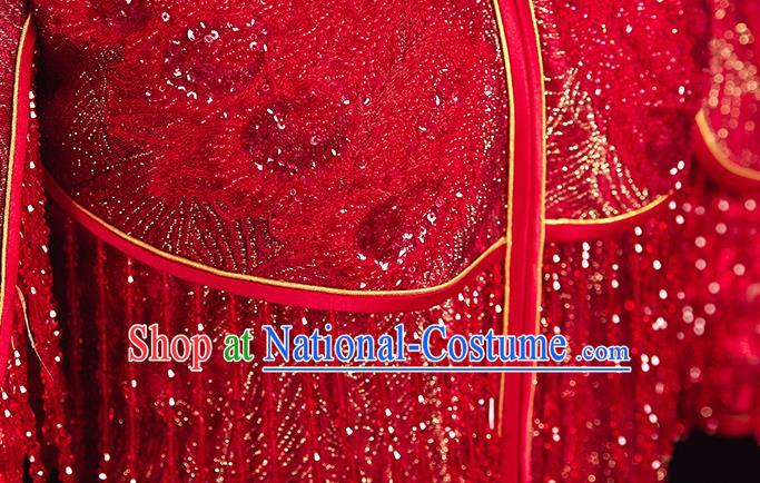 China Traditional Toast Clothing Classical Wedding Garment Costumes Red Xiuhe Suits Bride Embroidered Dress