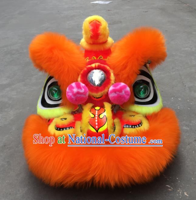 China Spring Festival Lion Dancing Performance Costumes Handmade Adults Orange Fur Lion Head South Lion Dance Uniforms