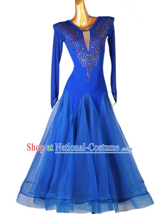 Professional Waltz Dance Royalblue Dress Modern Dance International Dance Competition Costume Women Ballroom Dancing Clothing