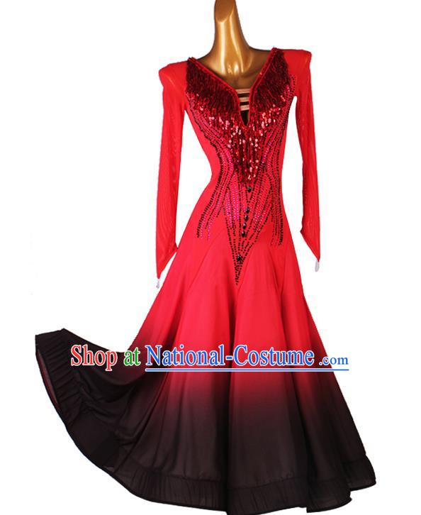 Professional Ballroom Dancing Fashion Waltz Dance Competition Costume Women International Dance Clothing Modern Dance Red Dress