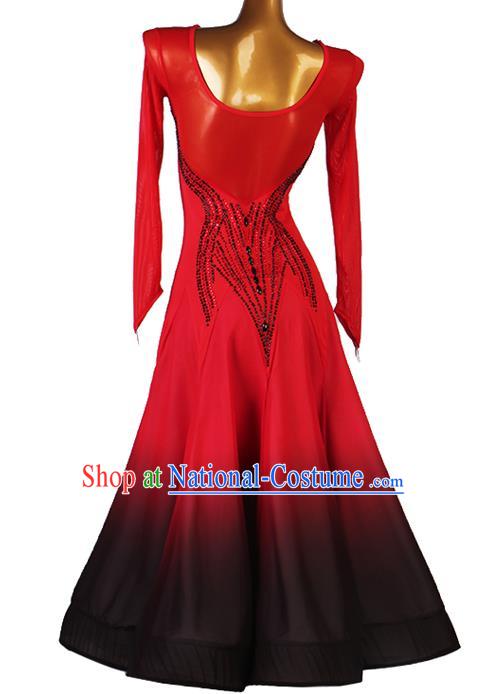 Professional Ballroom Dancing Fashion Waltz Dance Competition Costume Women International Dance Clothing Modern Dance Red Dress