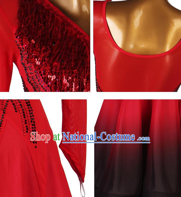 Professional Ballroom Dancing Fashion Waltz Dance Competition Costume Women International Dance Clothing Modern Dance Red Dress