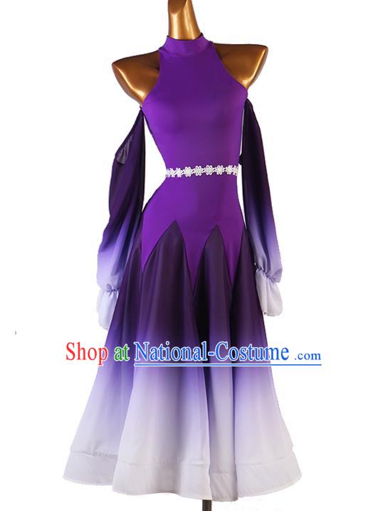 Professional Ballroom Dancing Fashion International Dance Costume Women Waltz Dance Competition Clothing Modern Dance Purple Dress