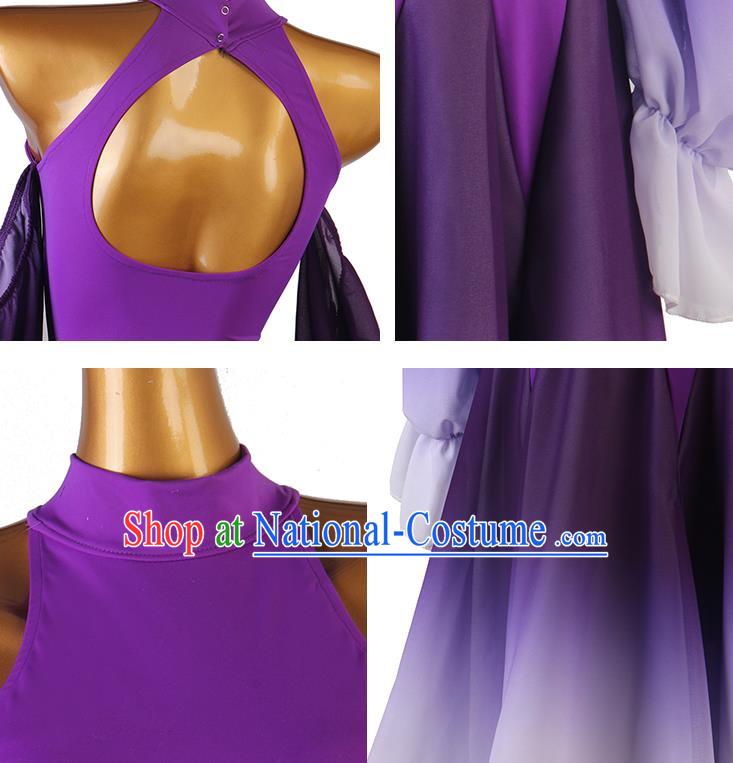 Professional Ballroom Dancing Fashion International Dance Costume Women Waltz Dance Competition Clothing Modern Dance Purple Dress