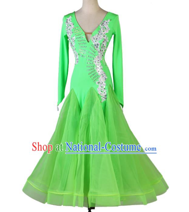 Professional Waltz Dance Costume Women International Dance Clothing Modern Dance Green Dress Ballroom Dancing Fashion