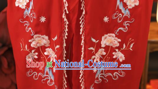 China Ming Dynasty Princess Historical Clothing Traditional Wedding Hanfu Garments Ancient Bride Embroidered Red Dress