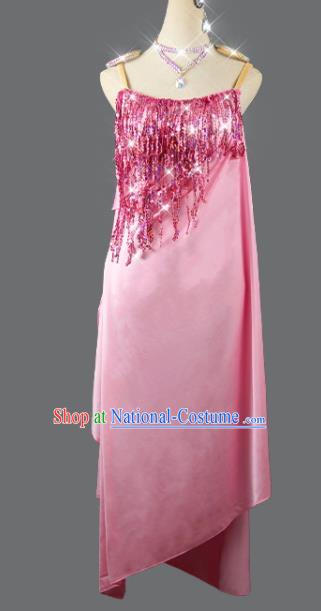 Professional Latin Dance Competition Pink Dress Modern Dance Costume Women Group Dancing Clothing Cha Cha Fashion